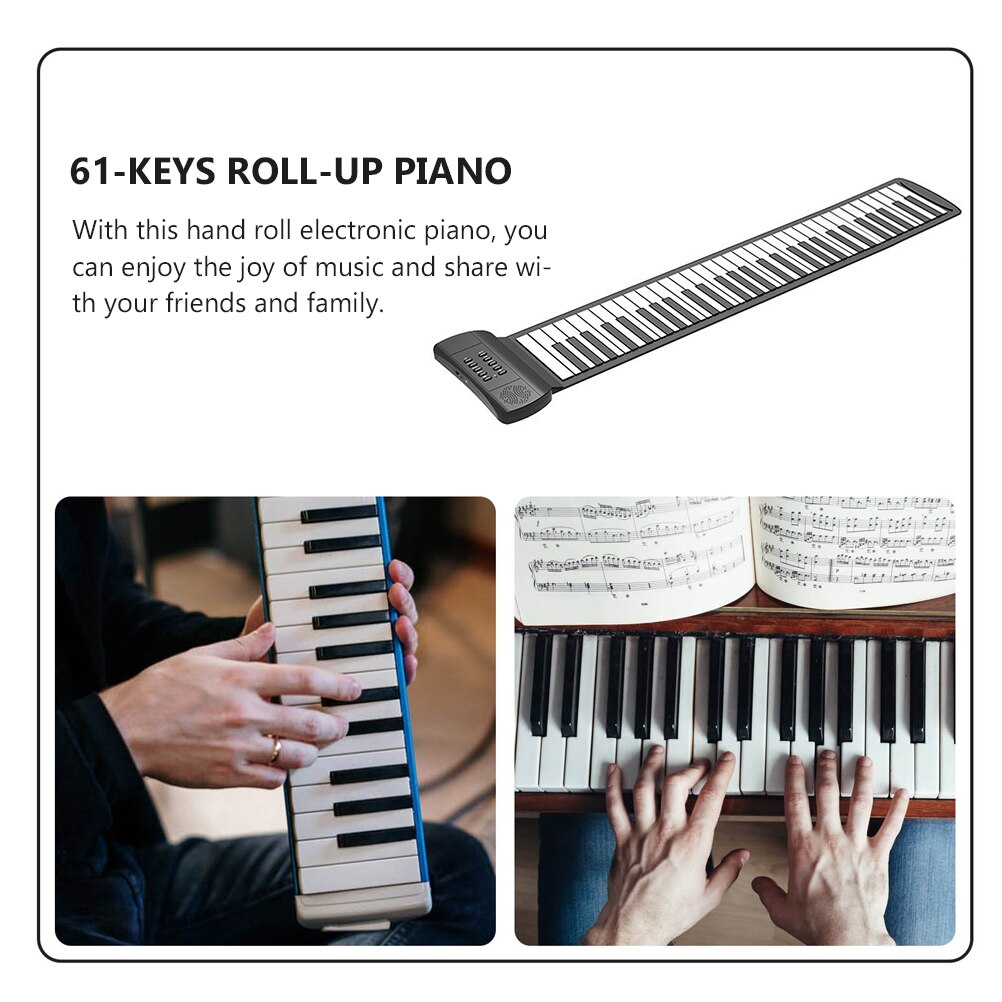 Piano enrollable plegable de silicona, 61 teclas, portátil