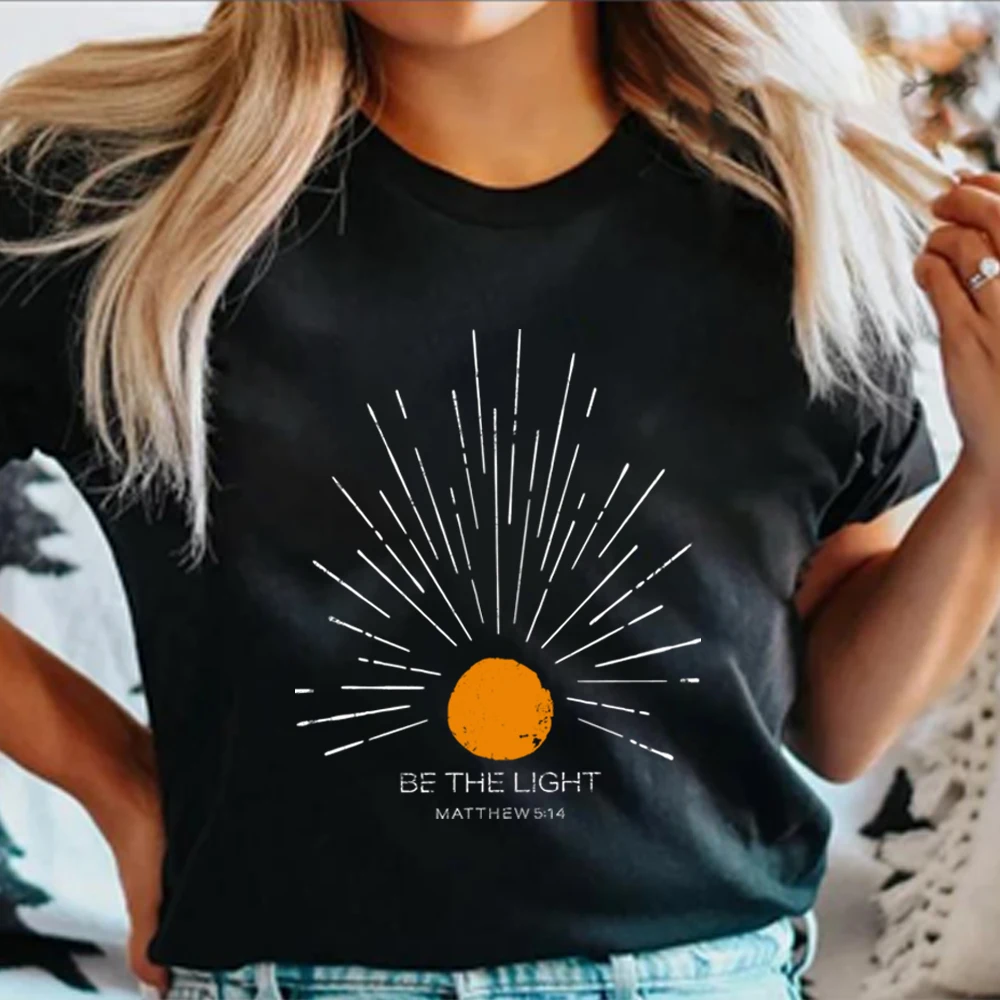 Sein das hell Mathew 5 14 Sonnendurchbruch T-Shirt Jahrgang Bibelvers Shirt christliches T-Shirt Sonne Tee Boho oben inspirierendes: XXL / Schwarz