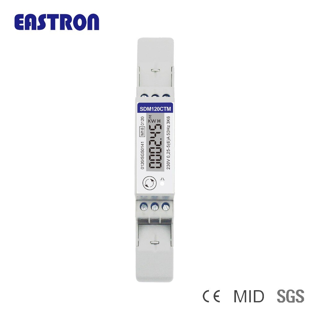 SDM120CT-M RS485 kwh,kvarh,U,I,P,Q,PF,Hz,dmd Measurement, DIN rail CT Connected energy meter NON-MID