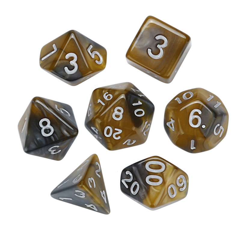 7 stks/set hars Dices D4-D20 Multi Zijdige Acryl Dobbelstenen Voor Game Polyhedral Zijdige Acryl Dices & 4A28: E