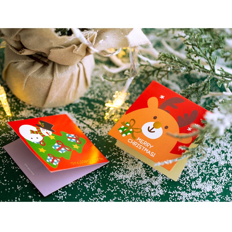 5 pièces/lot belle joyeux noël mini carte postale carte de voeux avec enveloppe carte de noël cartes