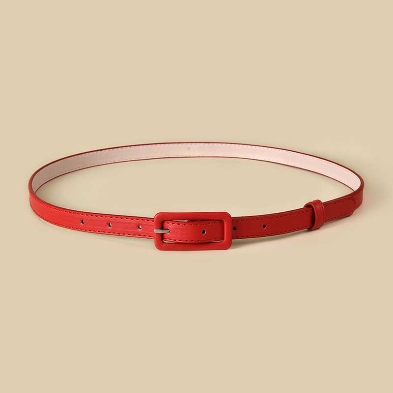 Cinturones de para mujer, cinturilla fina con hebilla de Pin, cinturón ajustable para vestido de verano, correa para Jeans, 1 unidad: Rojo