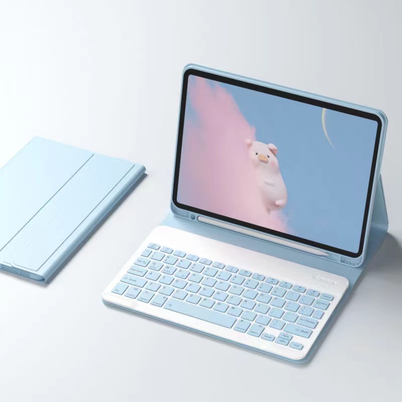 Für iPad 5. 6. Generation 9,7 Zoll Hülle mit Tastatur, abnehmbare kabellose Tastatur + Tablet-Abdeckung iPad Air 1 2 9,7 Pro 9,7 Funda: Sechzehn / Blau
