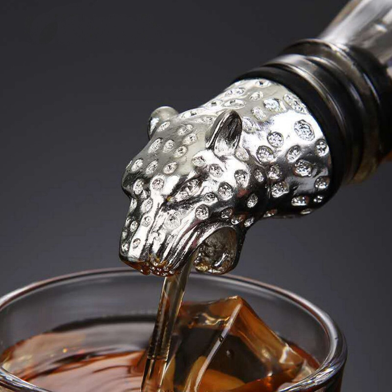 Decantador de vino Champagne con forma de cabeza de Animal, tapas de vino, selladores, utensilios de cocina para barman, accesorios para Bar: Leopard