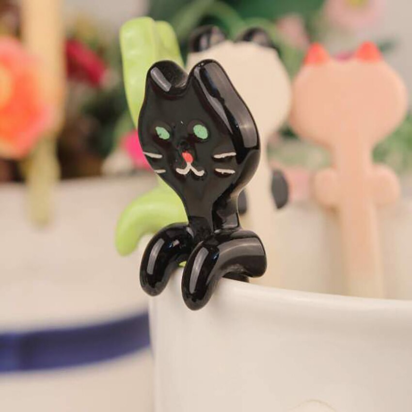 1pc søde dyre keramik kaffeske frø, panda, sort kat, pink gris, bjørne espresso skeer, små skeer til dessert, te