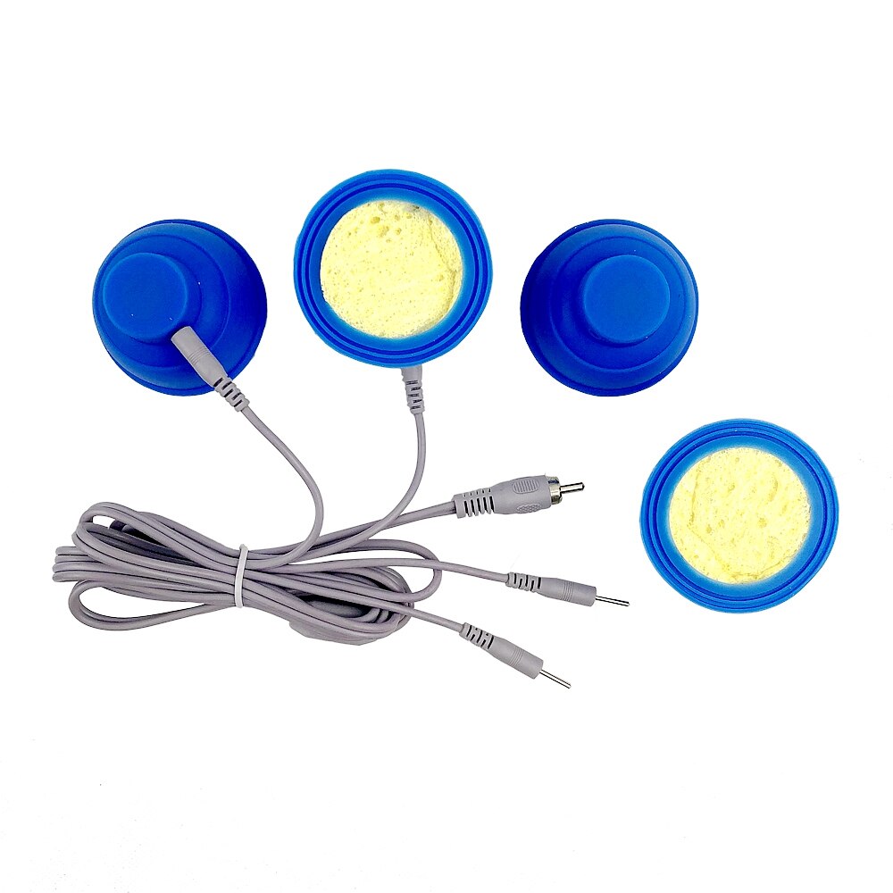 Cable de enchufe RCA con 4 enchufes de salida EMS, Parche de electrodo, Microcuttent, estimulador muscular elástico, almohadillas de electrodos de silicona