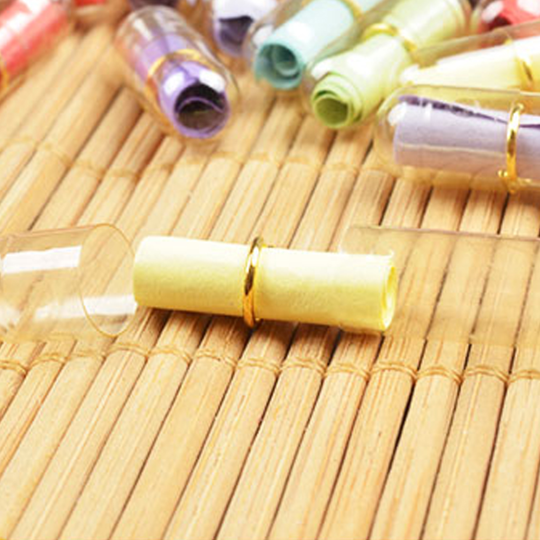 Capsule Message en bouteille 50 pièces/lot | Mignon, lettre pilule d'amour, Mini bouteille de souhait couleur claire