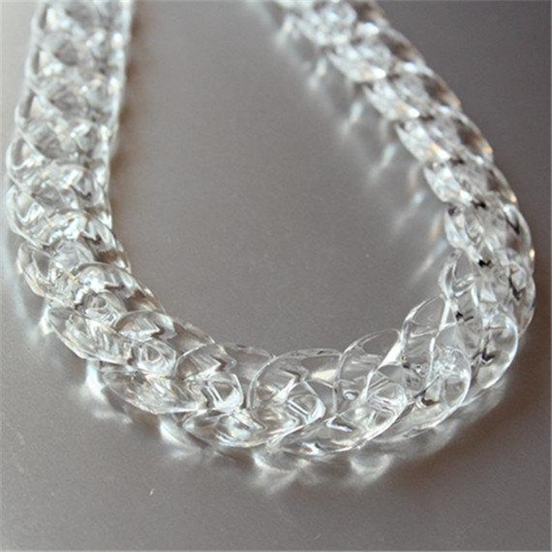 80pcs Transparent Acrylic Curb Chain Links, Clear White Plastic Curb Chain Links, Open Link per Size 22mmx15mm