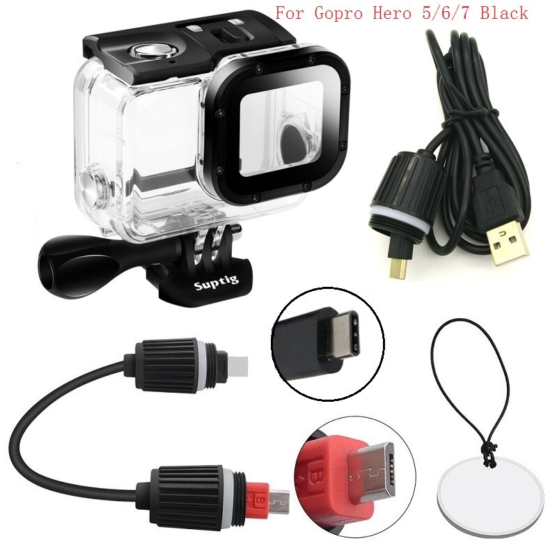 Suptig per GoPro hero 3/4/5/6/7 5200mAh Impermeabile Accumulatori e caricabatterie di riserva Caricabatteria Impermeabile cassa della Macchina Fotografica Gopro Ricarica Borsette/Scatola: Gopro 567 case B