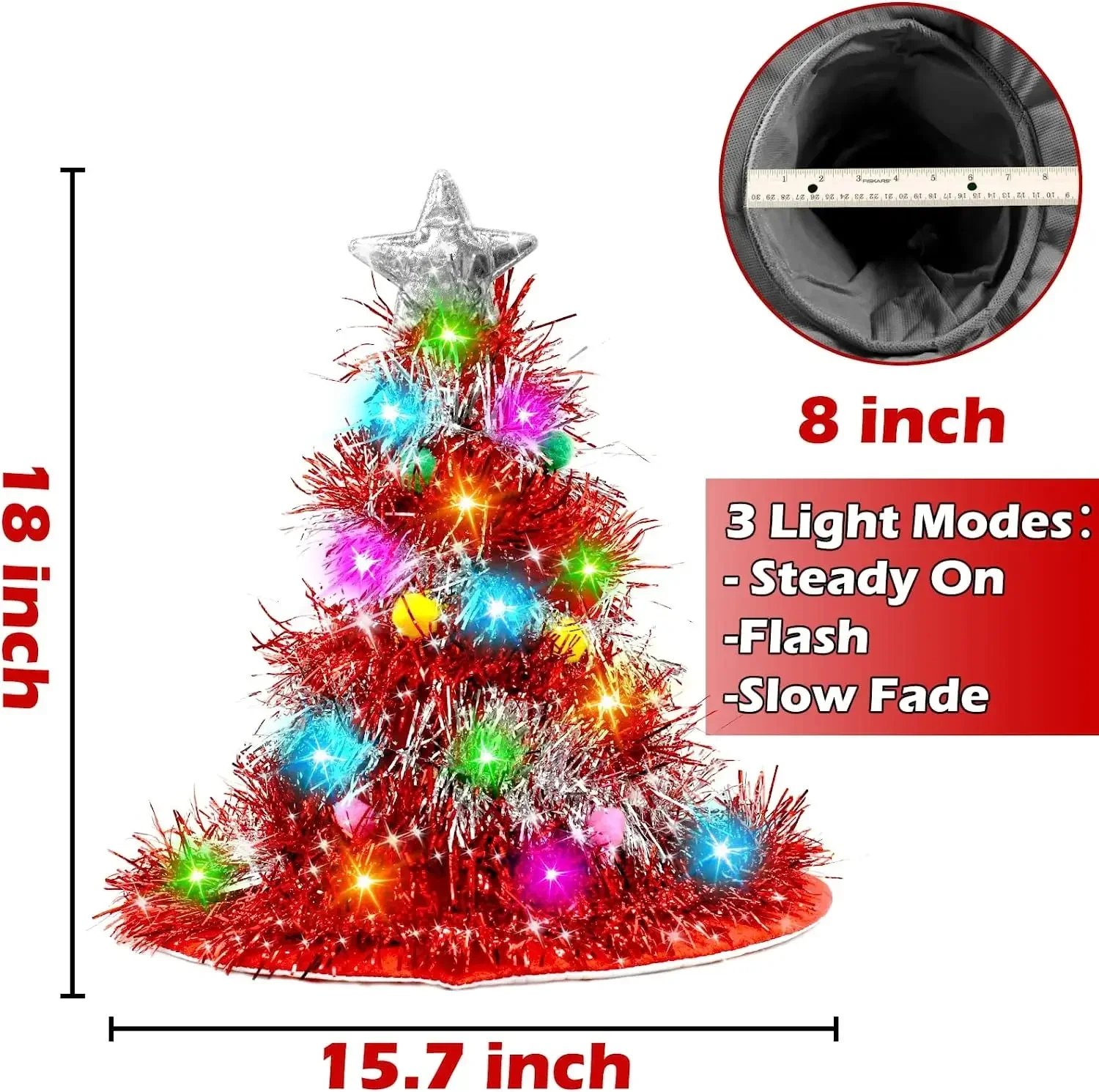 Chapéu de Papai Noel Glow Party para fantasia de Natal para adultos e crianças