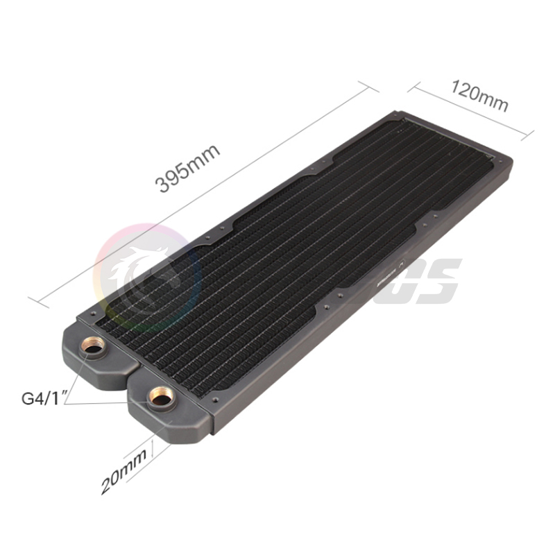 Vattenkylningsradiator 360 , 20mm ultratunn röd koppar 14 fpi-stöd 120mm fläktkylare datorvätskekylare rad svart/vit