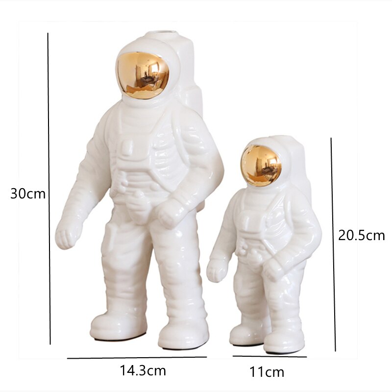 Nordic Style Astronaut Vase White Ceramic Flower Vase Home Decoration Flower Pot Art Vases Office Living Room Decor Crafts