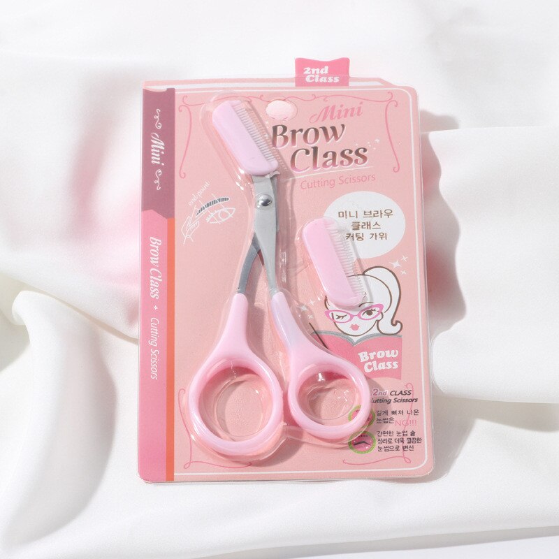 Trymer robić brwi nożycowy z grzebieniem depilacja twarzy pielęgnacja golarka golarka akcesoria robić makijażu kosmetycznego oko brew kształtownik: różowy