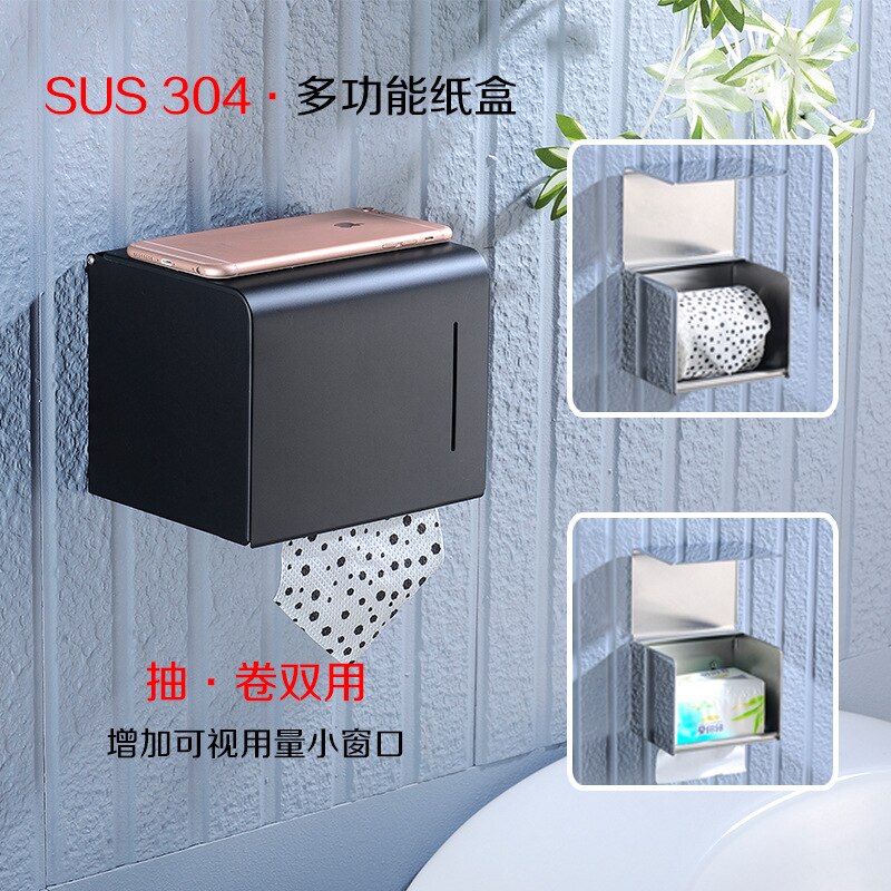 304 rustfrit stål papirhåndklæde holder toiletpapir boks papir udvinding badeværelse sætte mobiltelefon toiletrulle stativ