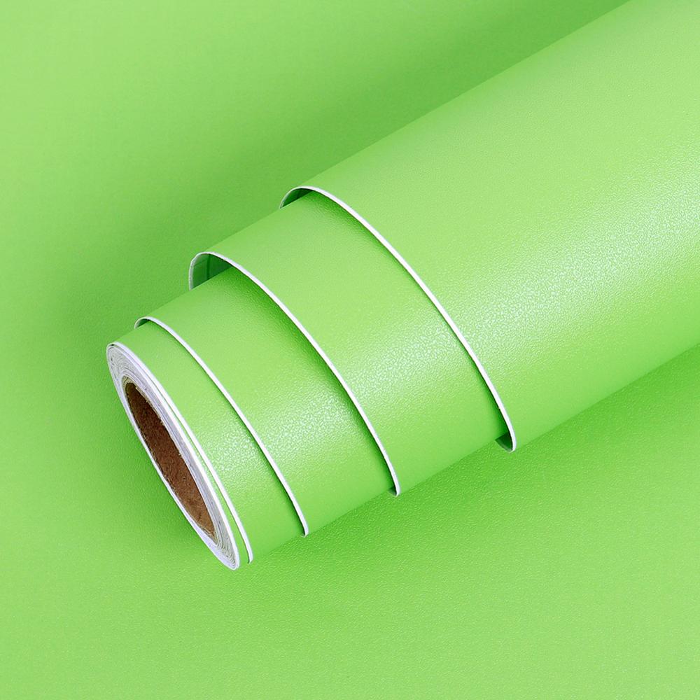 Vinyl Matte Waterproof Self Adhesive Wallpaper Easy Using Wall Sticker for Living Room Kitchen Furniture Cabinet Home Decor Film: Green / 40cm x 3m
