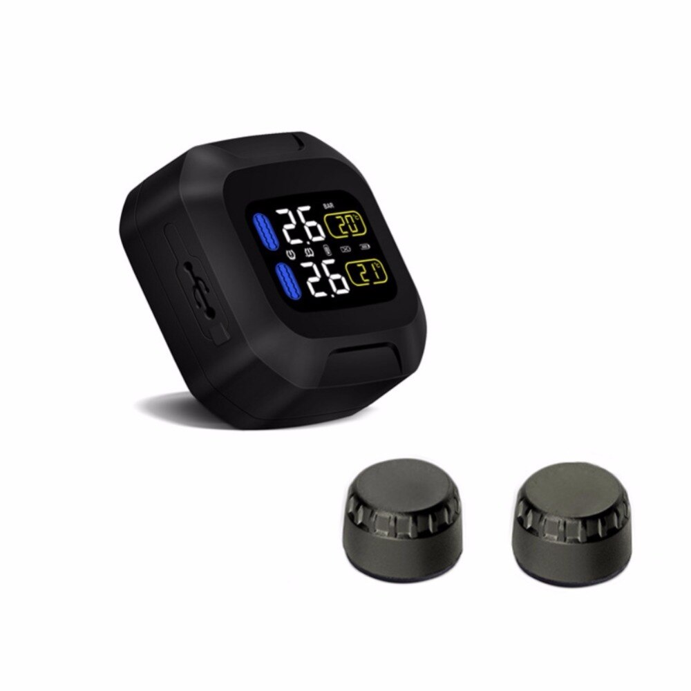 ONEWELL Original Motor- Reifen Druck Überwachung System kabellos TPMS Motorrad Reifen Alarm 2 Externen Sensor Moto Werkzeuge