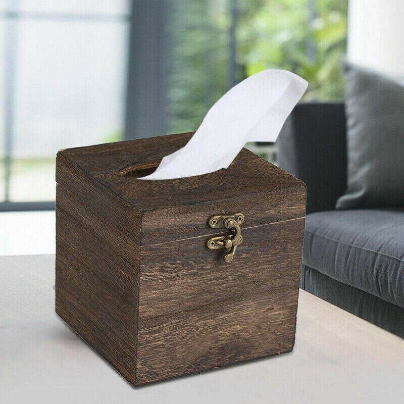 Retro Solid Wooden Tissue Box Toilet Paper Cover Case Napkin Holder Home Car Hotel Home Decor Holder Storage Organizer