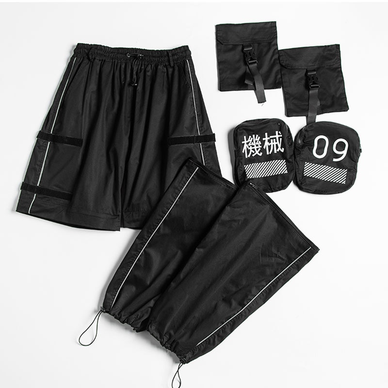 Men Removable Pocket Trouser Legs Velcro High Street Hip Hop Casual Pant Male Streetwear Loose Cargo Pant Joggers Sweatpants