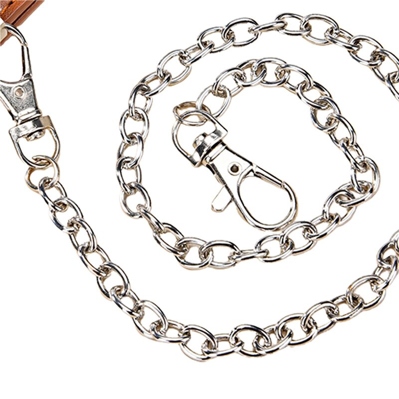 Women's Single Double or Rivet Grommet Belt Punk Waist Belt with Chain Detachable 2 Hole Belt: A