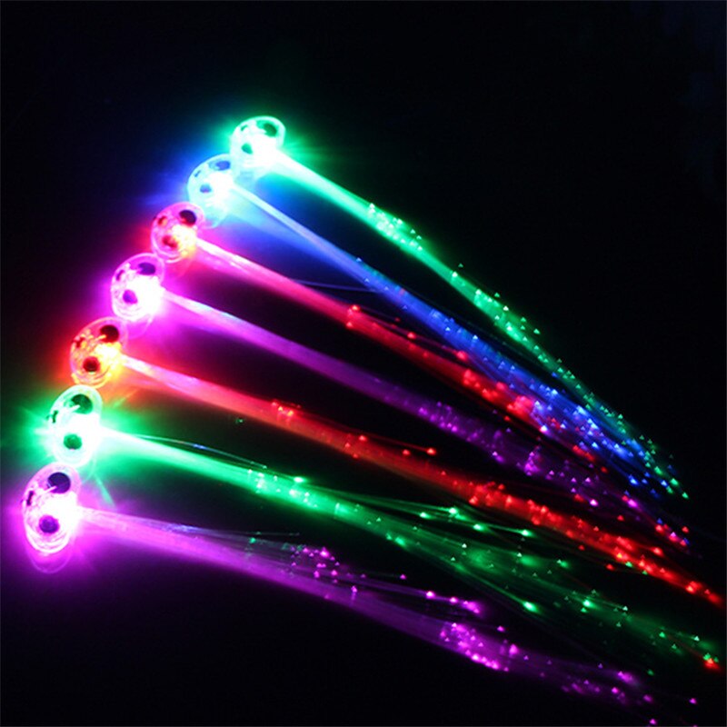 20\50pcs a pack LED Hair Clip Light-Emitting Fiber Optic Wire Hairpin Luminous Silk Braids Styling Tool LED toy for party