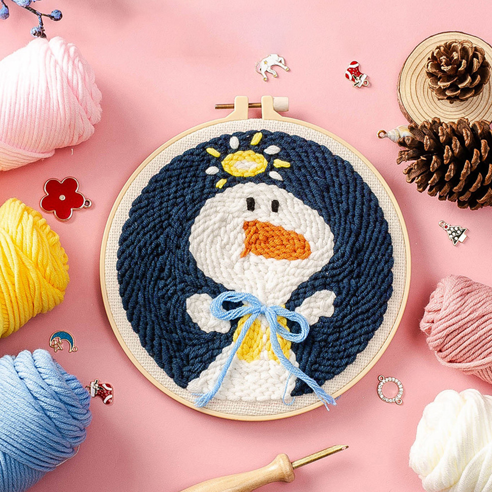 Embroidery Punchneedle Kit W/ Hoop Cross Stitch Set Punch Needle Embroidery For Handmade Beginner Decor: 15