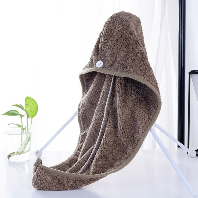 Hårpleje koral fleece hår tørrer håndklæde super absorberende twist hår wrap wrap cap turban hat til krøllet langt og tykt hår