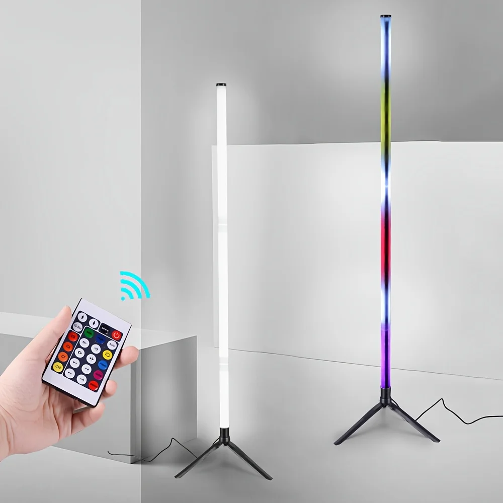1pc rgb gulvlamper rgb hjørnegulvlampe soveværelse stemningsbelysning skandinavisk stil farveskiftende dæmpbar blød belysning mikko