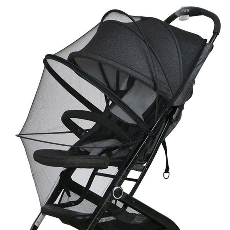 Embroidery Mosquito Net With Zipper Rod For Stroller Cradle Bed Crib Baby Accessories Universal Yoyo Cybex Quintus Trolley: black with zipper