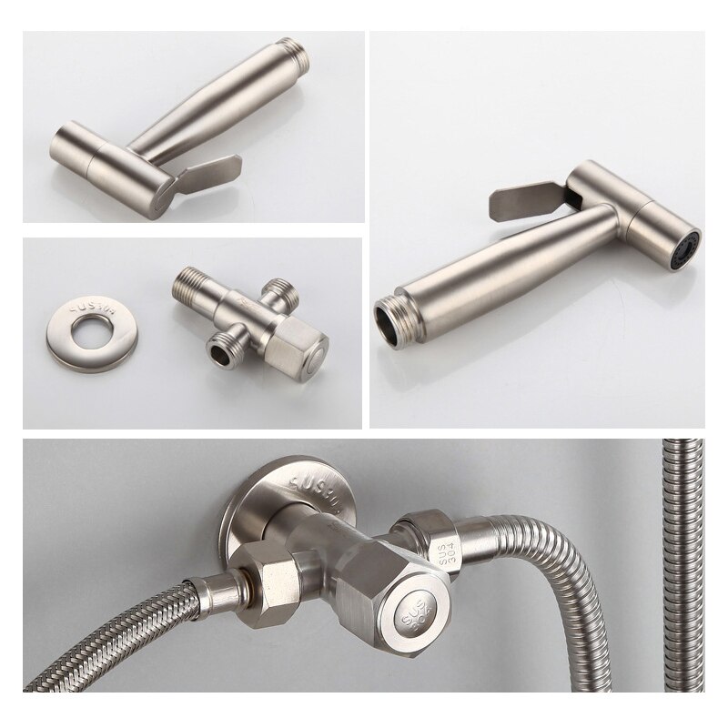 ABSF de acero inoxidable baño mano grifo de bidé Bidet rociador de pulverizador para baño Spray para baño cabeza de Ducha