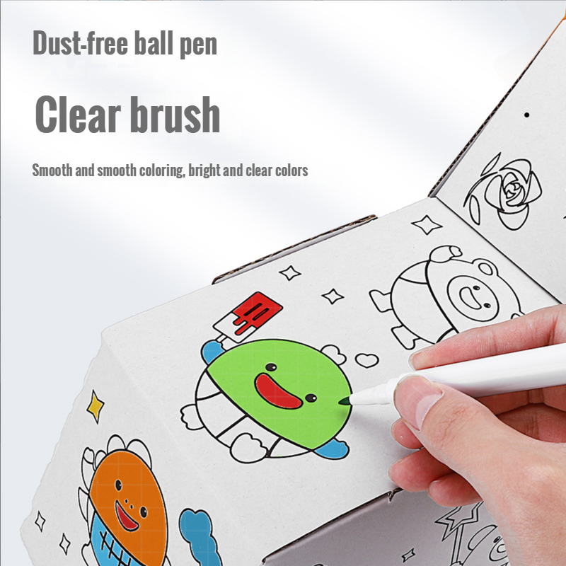 DIY 3d Carton Handmade Cardboard Animal Graffiti Model Kindergarten Carton Toy Can Be Colored Make Lion Elephant Toys