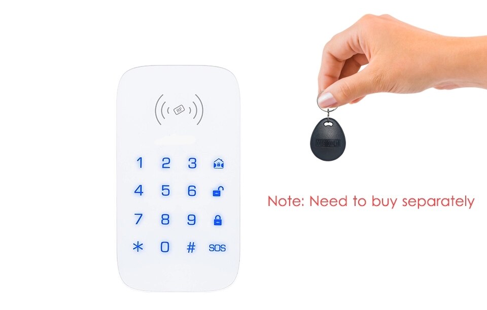 Wireless 433MHz Keypad for Smart Home Security Alarm System Extention Keypad Burglar Fire Alarm Host Control Panel Support RFID