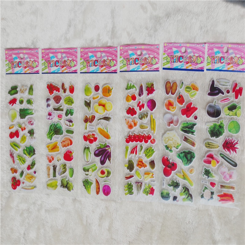 5 ark vegetabilsk klistermærke søde gør-det-selv-klistermærker tegneserie børn mad klistermærker legetøj pvc scrapbog til børn gyh