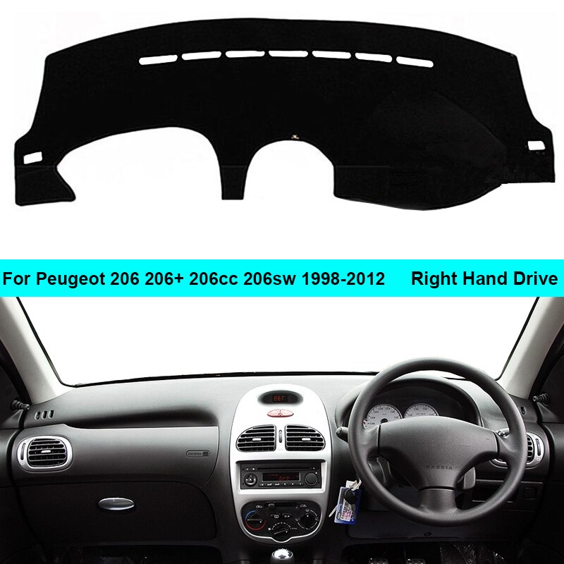 2 Layers Car Dashboard Cover Carpet Cape For Peugeot 206 206+ 206cc 206sw 1998 LHD RHD Rug Shade Pad Dashmat Sun Shade Pad