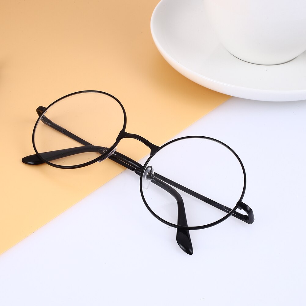 Klassiske brilleramme runde linse flade nærsynethed optiske spejl briller originale klare linser briller til mænd kvinder