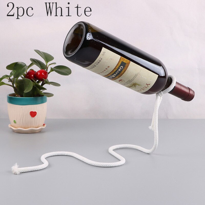 Magische hangende ijzeren ketting wijnrekken één fles wijn display rekken standhouder keuken eetkamer kelder bar decoratie: 2pc witte