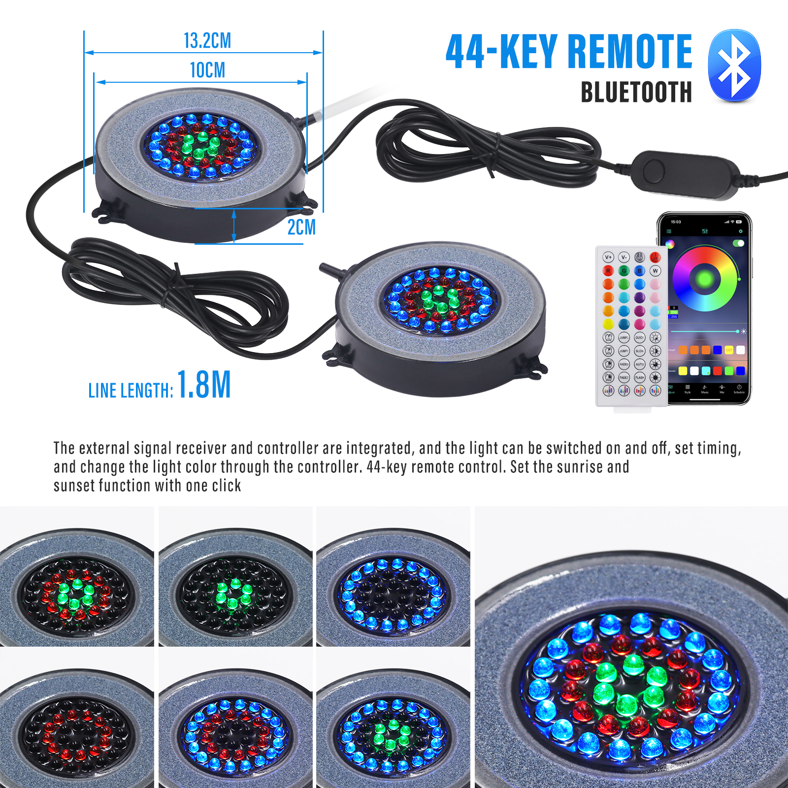 Onderwater Aquarium Licht Kleur Veranderend IP68 Waterdicht 36 LED Luchtlicht Aquarium Luchtbel Lamp Maken Zuurstof voor Aquarium