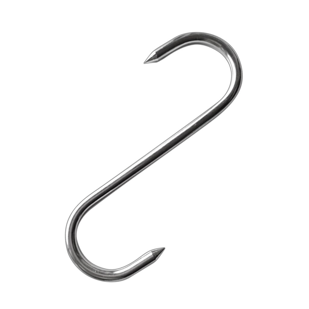Gancho para carne de carnicero de acero inoxidable, 2 ganchos, anillo para colgar, 0,6x14, 3cm