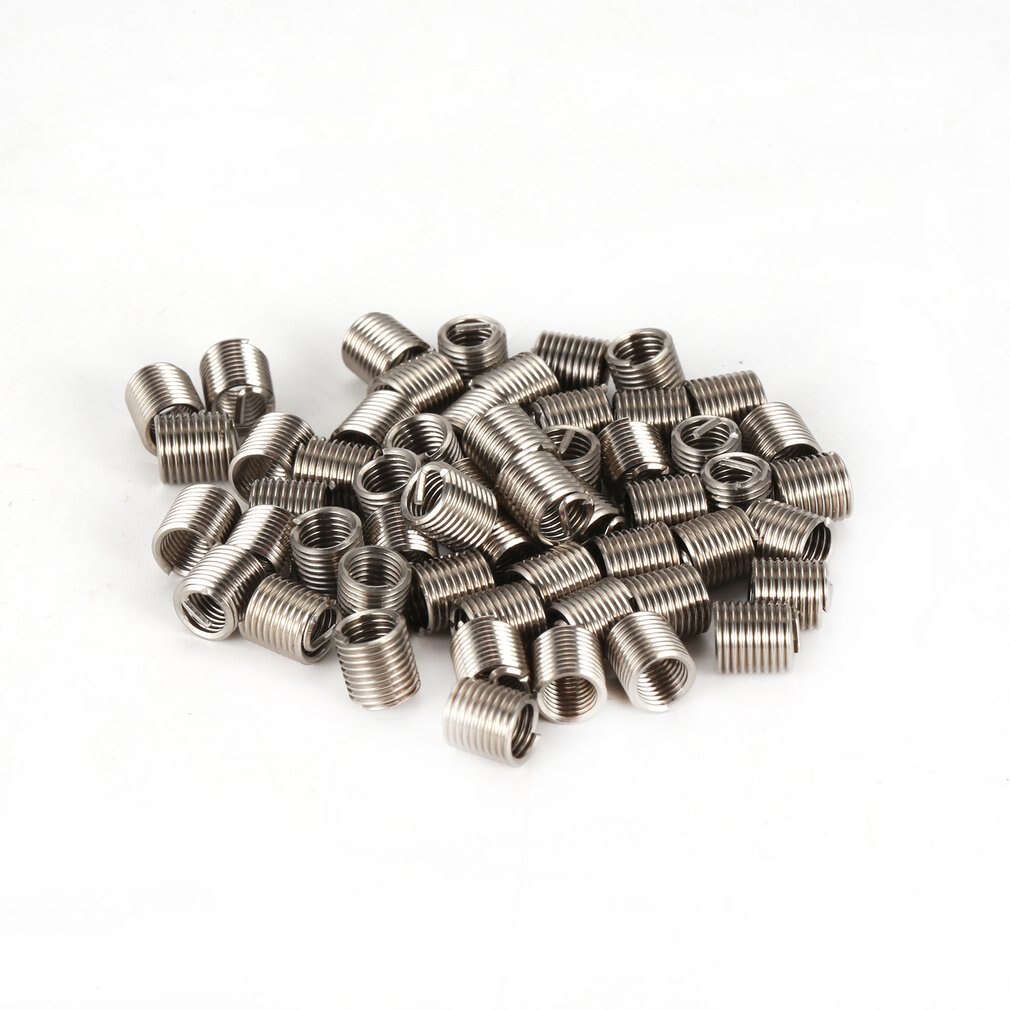 50PCS Threaded Inserts M5 0.8 2D Stainless Steel Wire Helicoil Fasteners Hardware Repair Tools Screw Sleeve Set