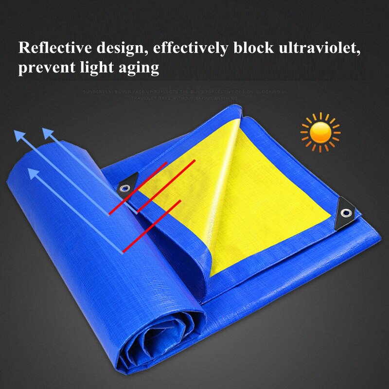 PE Tarpaulin Rainproof Cloth Shade Sail Boat Truck Canopy Tarp Ground Sheet Camping Waterproof Cloth Pet House Cover Blue-Yellow