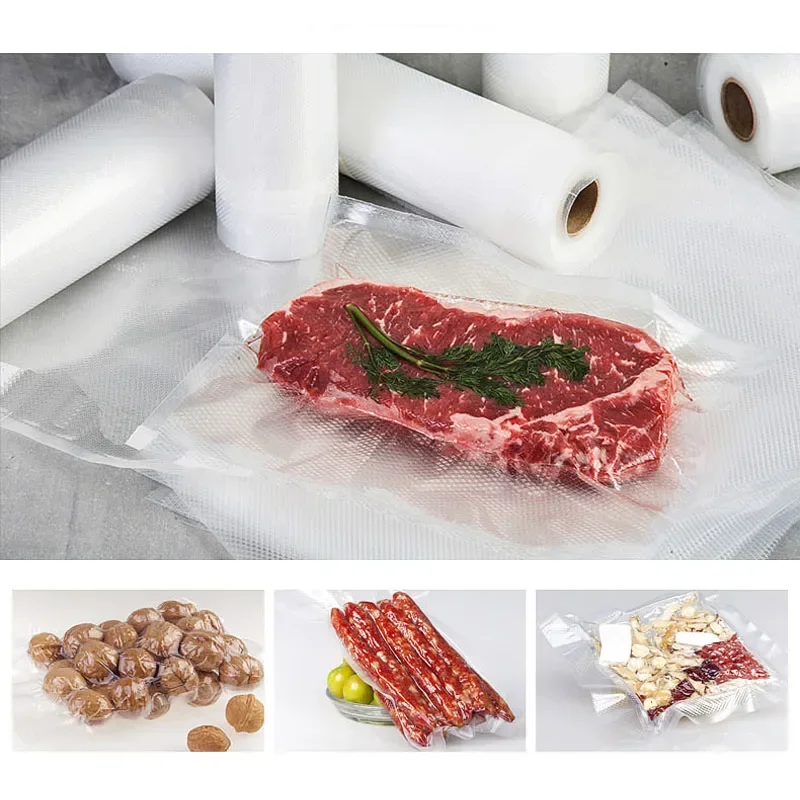 Lebensmittel-Vakuum-Aufbewahrungsverpackungsbeutel für Vakuumierer, Fleisch, Obst, Gemüse, Sous-Vide-Kochbeutel, 12/15/20/25/28 cm, 500 cm/Rolle