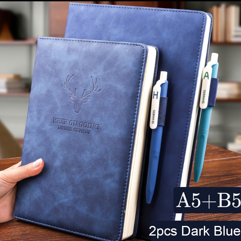 360 Pages Thick A5 B5 Journal Notebook Daily Business Office Work Notebook Simple Thick College Office Diary School Supplies: A5 B5 Dark Blue