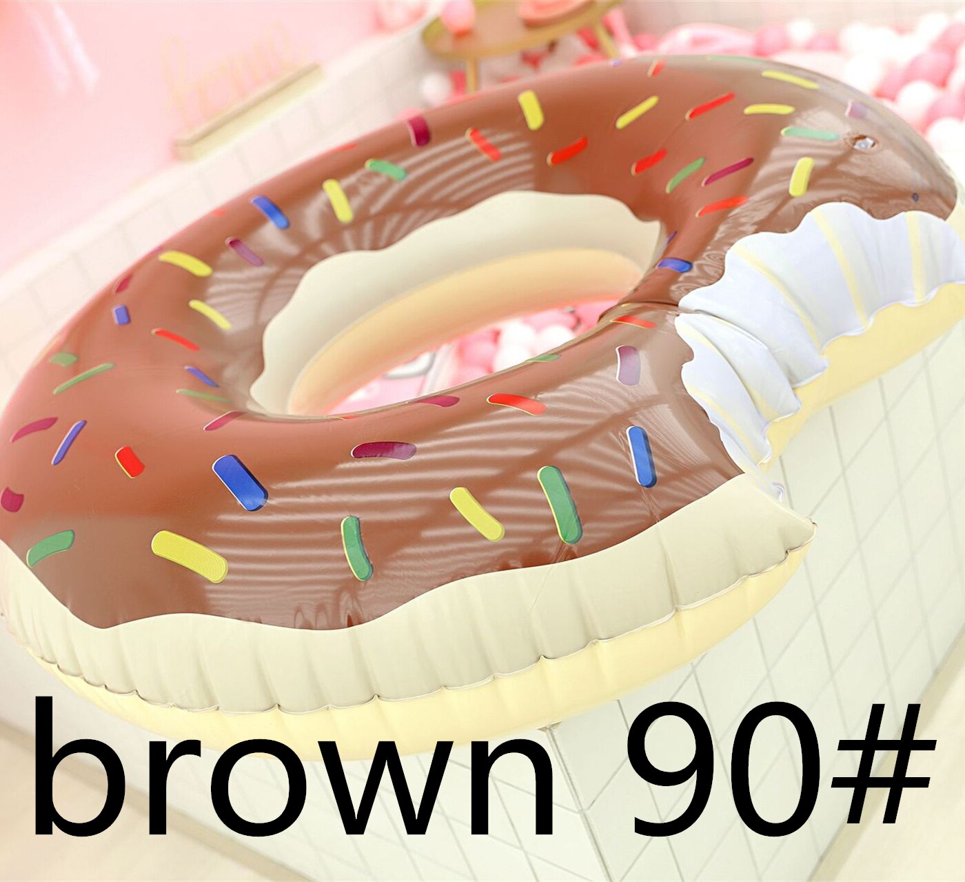 Opblaasbare donut zwemband gigantische zwembadvlot zomer buitenactiviteiten strandfeest zwembad opblaasbaar matras water: Bruin 90