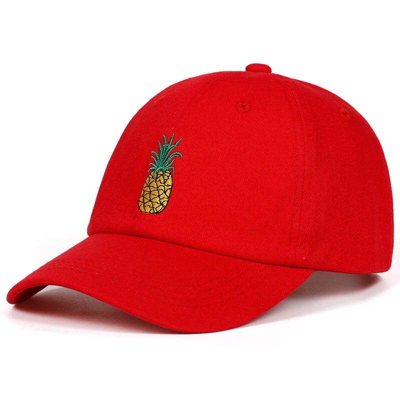 Tunica ananas broderi baseball cap bomuld 100%  hipster hat frugt ananas far hat hip hop bomuld snapback cap hatte: Rød