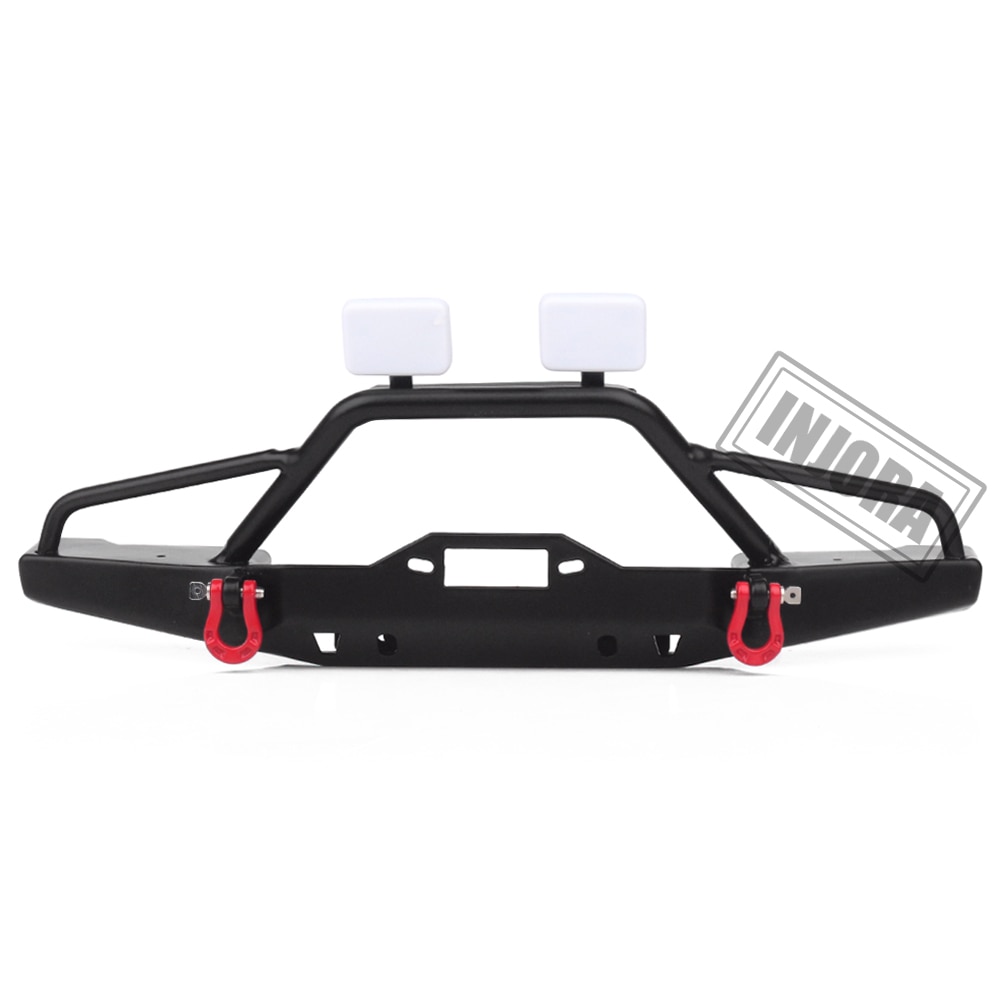INJORA Metal Front Bumper with LED Lights for 1/10 RC Rock Crawler Axial SCX10 & SCX10 II 90046 TRAXXAS TRX4 TRX-4