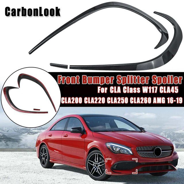 Hiilikuitu etupuskurin jakajan spoileri malleille mercedes-benz  w117 cla 45 cla 200 cla 220 cla 250 cla 260 amg: Default Title