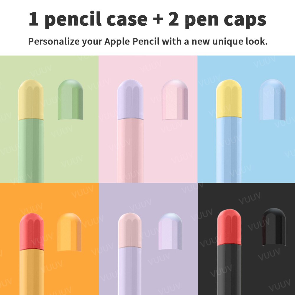 Étui souple en Silicone pour Apple Pencil, 1 ou 2 pièces, housse de protection Duotone, pour iPad de 1ère et 2ème génération