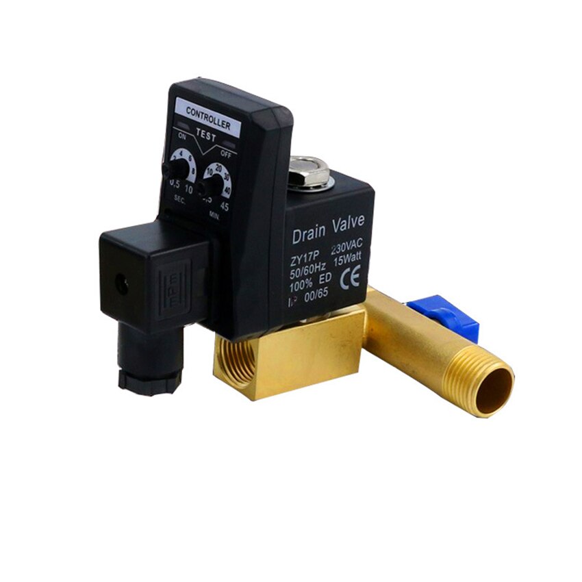 G1/2" DN15 Automatic Timed Water Tank 2-way Direct-acting Drain Valve Air Compressor Solenoid Valve AC220V AC110V DC24V DC12V