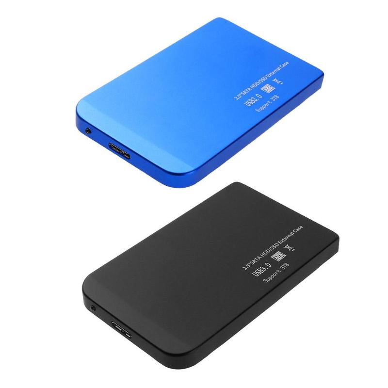 Caja de disco duro USB3.0 de 2,5 pulgadas, puerto serie SATA SSD, disco mecánico, soporte de aleación de aluminio de 3TB, carcasa de disco duro externo móvil, azul y negro