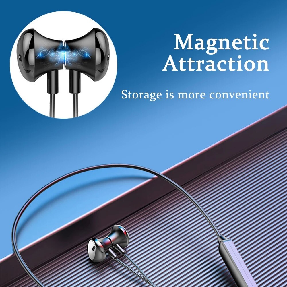 Auriculares inalámbricos con Bluetooth 5,0, dispositivo deportivo magnético para correr, IPX5 resistente al agua, con banda para el cuello, con reducción de ruido
