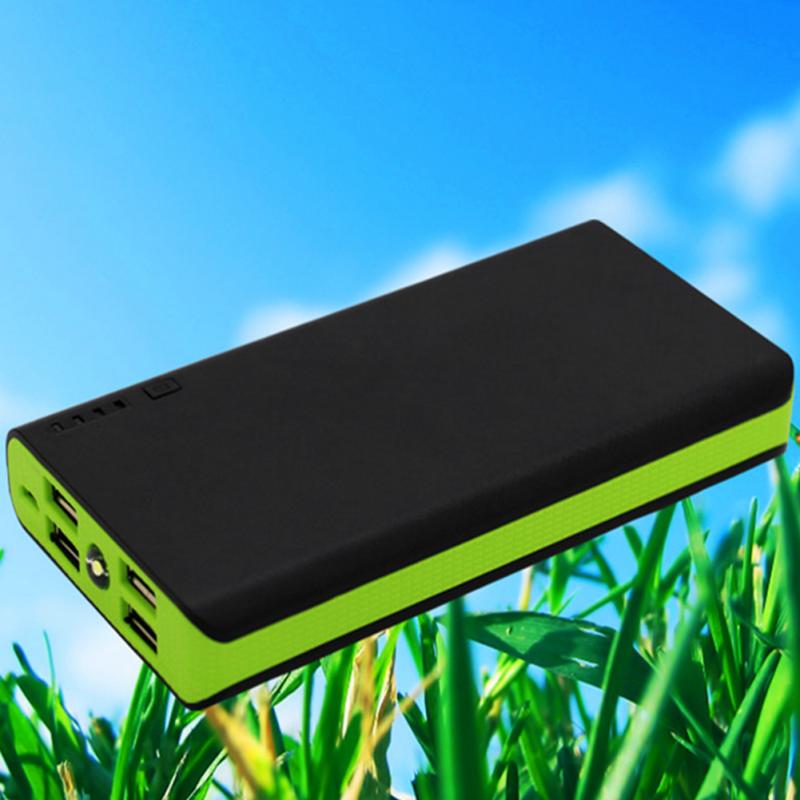 Carregador de banco de potência caso escudo com lanterna led 4 portas usb power bank escudo kits diy alimentado por 6x18650 baterias #1107: green